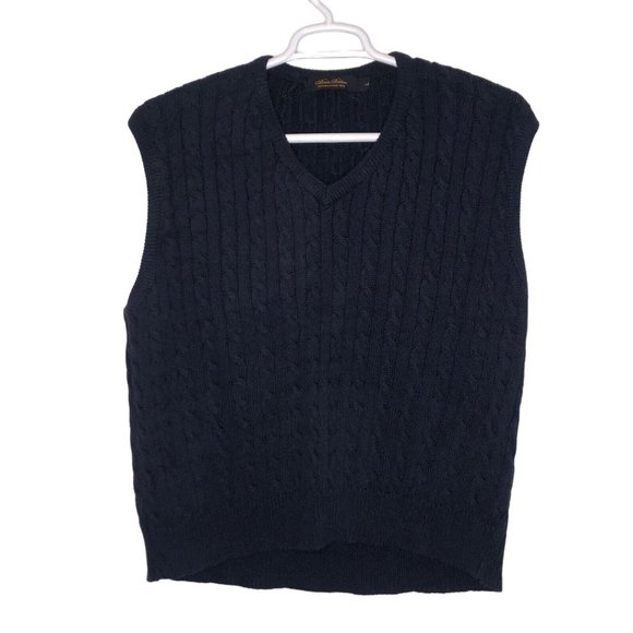 Brooks Brothers Men's L Blue V-Neck Cable Knit Sweater Vest - Picture 1 of 3